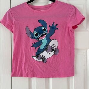 Pink Kids Shirt with Skateboarding Stitch